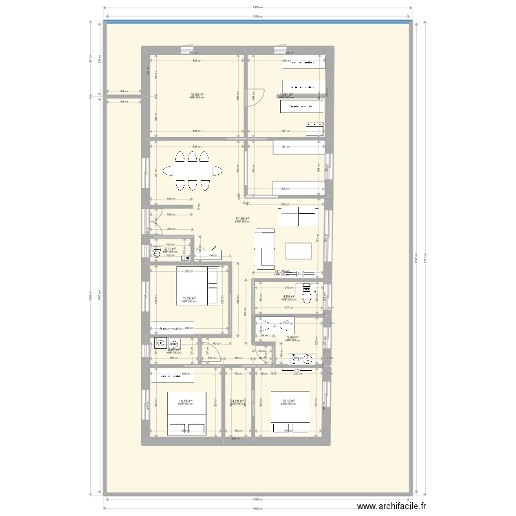 MAISON 3CH. Plan de 12 pièces et 277 m2