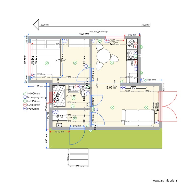 p30 1 3 Людмила. Plan de 5 pièces et 30 m2