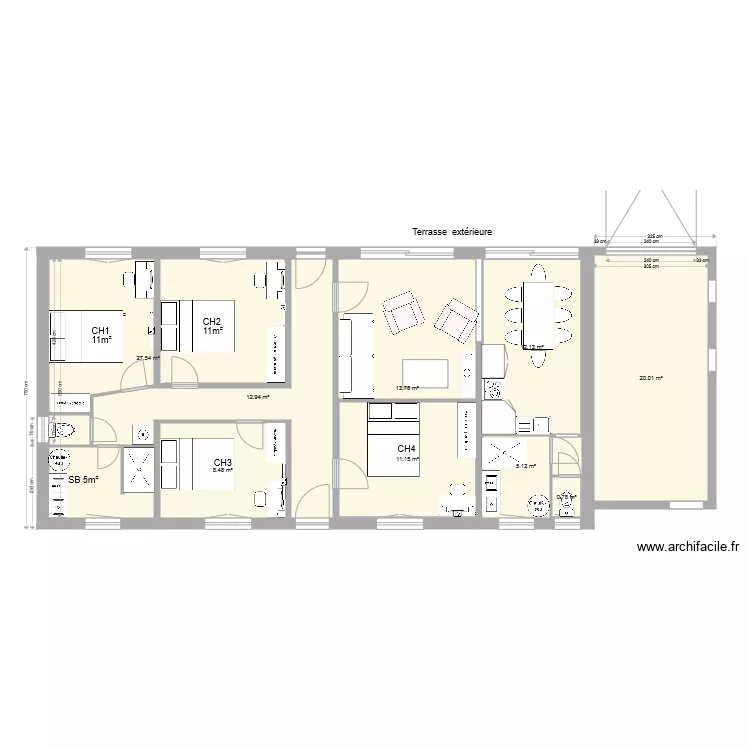 Pe Sec Rdc 2 retrac&eacute;. Plan de 