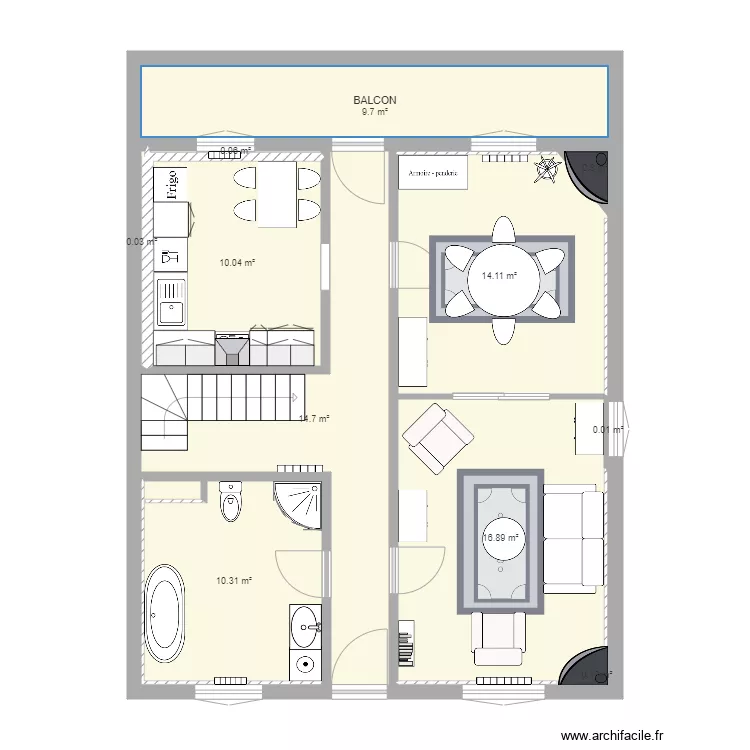 vraies dimensions salon sam s&eacute;par&eacute;s. Plan de 