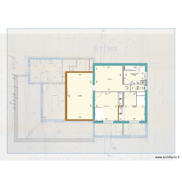 Colonel Noel. Plan de 24 pièces et 252 m2