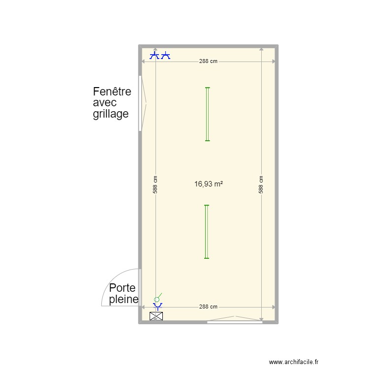 63707. Plan de 1 pièce et 17 m2