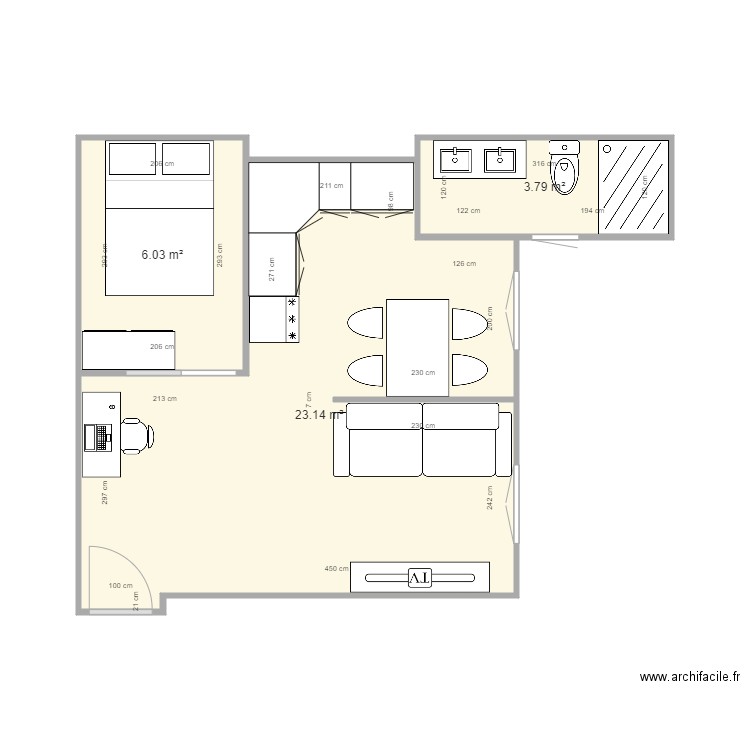 appartement T2. Plan de 0 pièce et 0 m2