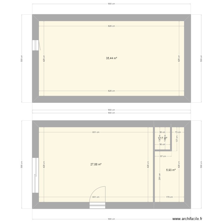 maison 80 m2 1 étage. Plan de 4 pièces et 70 m2