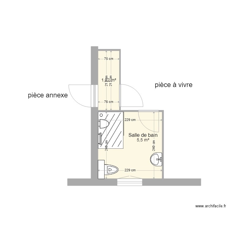 tissot louis. Plan de 2 pièces et 7 m2