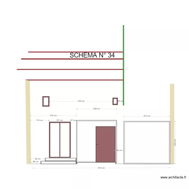 FACADE  COTE SUD EST. Plan de 