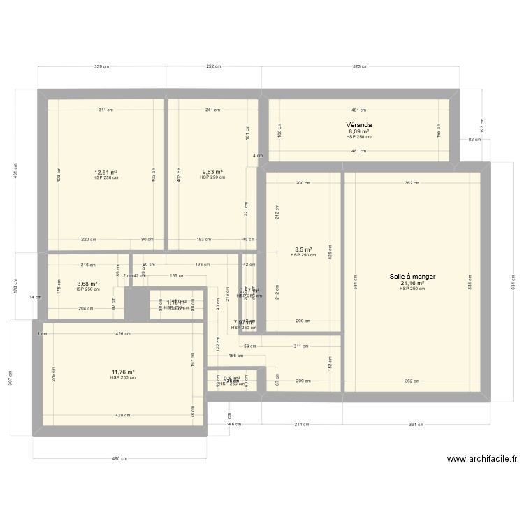 7 Square du Douro - Rennes Brut. Plan de 13 pièces et 86 m2