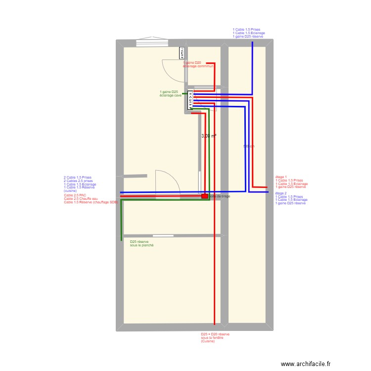 PAM Elec. Plan de 6 pièces et 46 m2