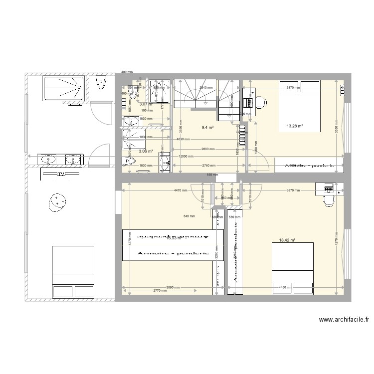 102 Etage 1 version 4. Plan de 0 pièce et 0 m2