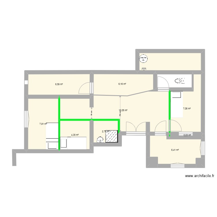 lemoine projet2. Plan de 13 pièces et 66 m2