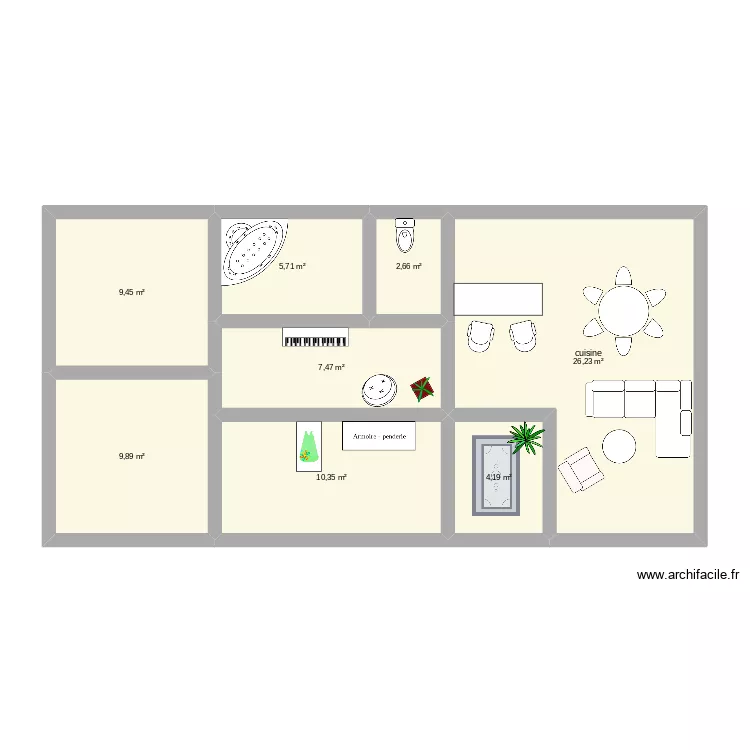 maison 3 chambres. Plan de 