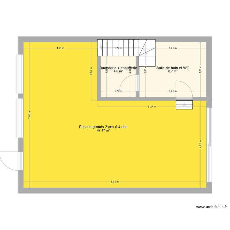 étage -1 Soleuvre. Plan de 3 pièces et 61 m2