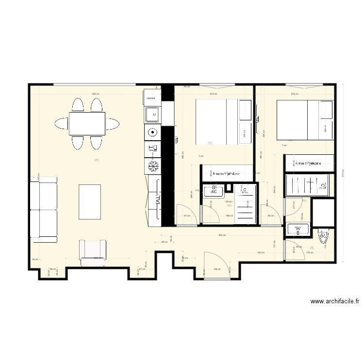 CANNES PARC CONTINENTAL rod 2. Plan de 8 pièces et 63 m2