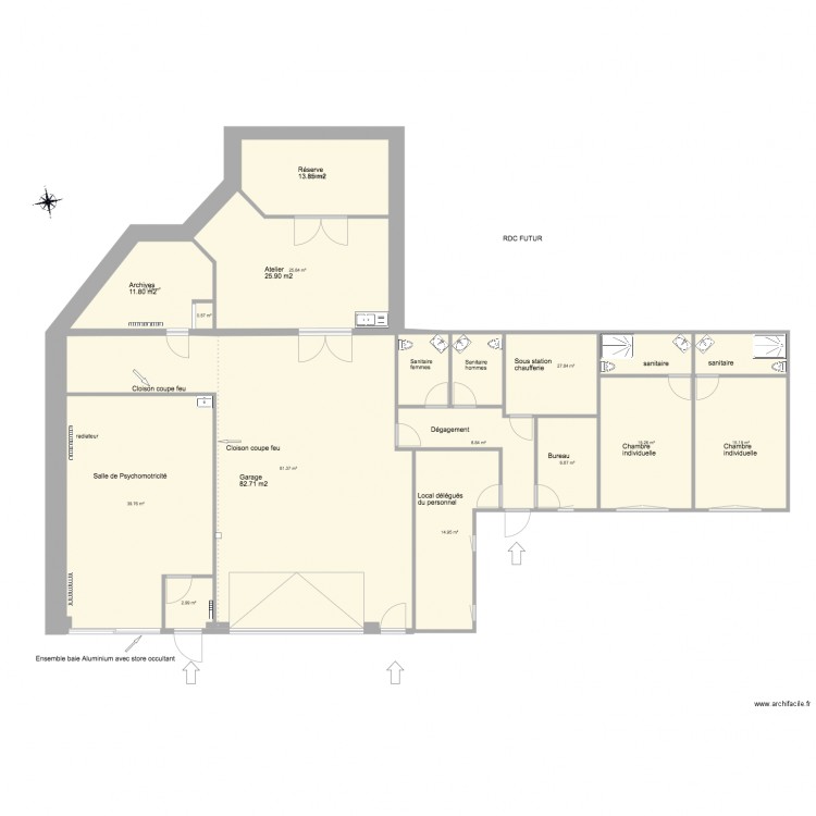 Local ITEP futur avec sas. Plan de 0 pièce et 0 m2