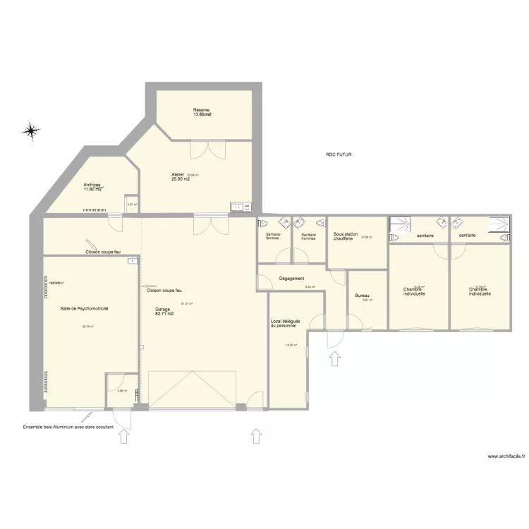 Local ITEP futur avec sas. Plan de 