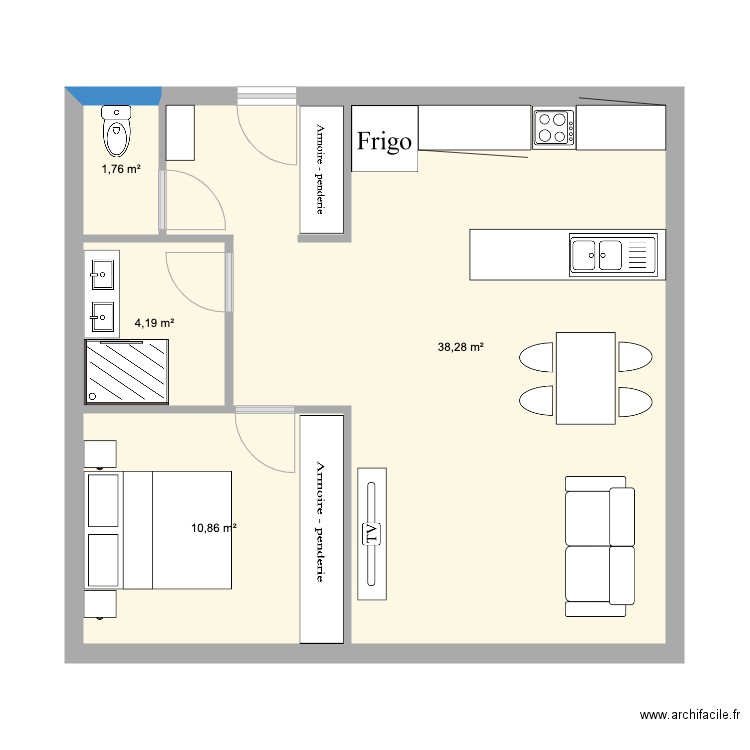 plan appartement 50m2. Plan de 4 pièces et 55 m2