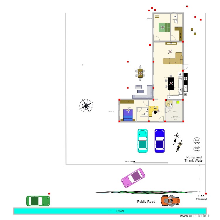 exemple. Plan de 8 pièces et 138 m2