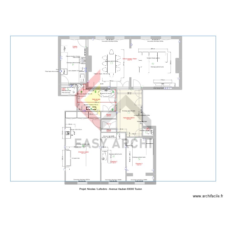 projet Nicolas . Plan de 14 pièces et 120 m2