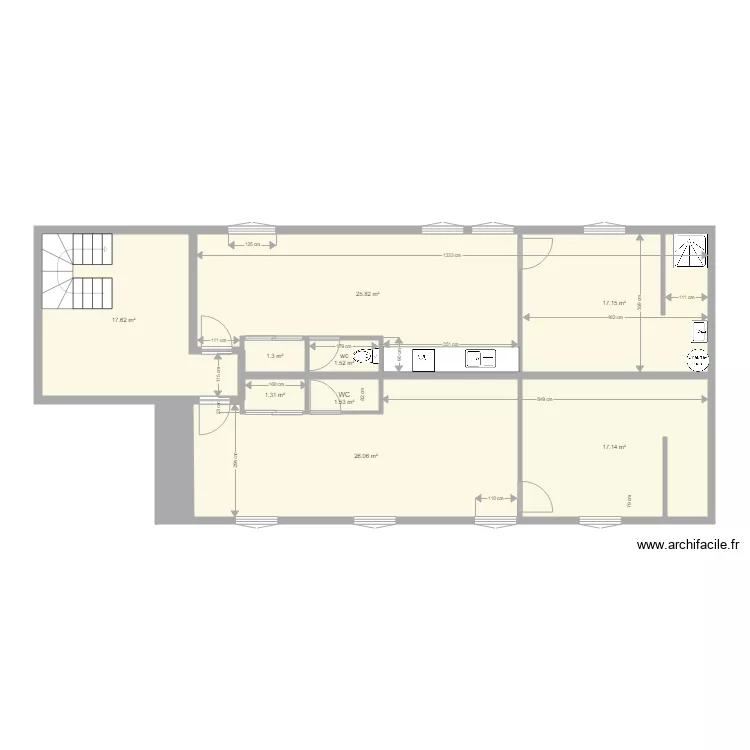 2&eacute;me &eacute;tage meubl&eacute;. Plan de 