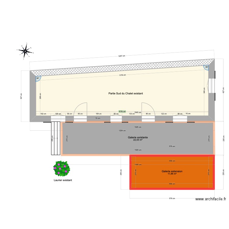 Galerie Montisbrand extension v4. Plan de 3 pièces et 70 m2