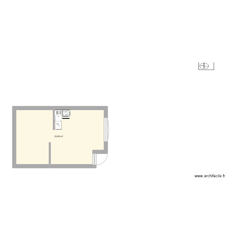 Grange. Plan de 1 pièce et 23 m2
