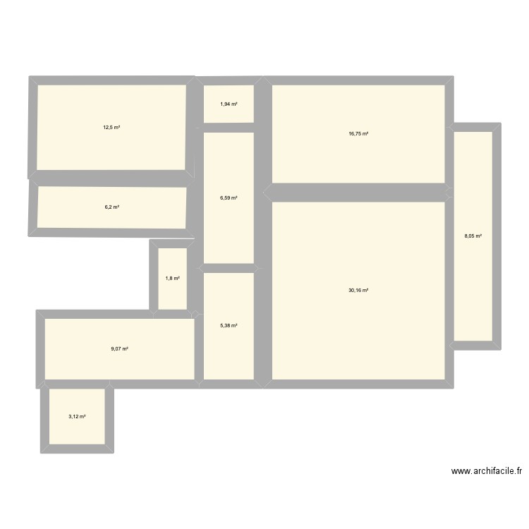 Plan 1 Sceaux 3eme etage. Plan de 11 pièces et 102 m2