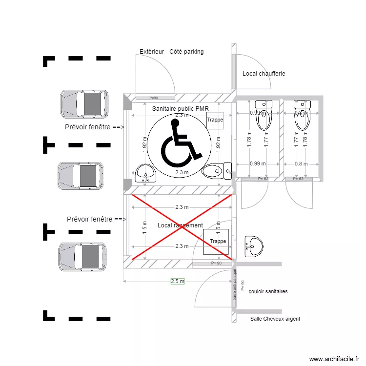 Salle polyvalente Sanitaire Ext V2. Plan de 