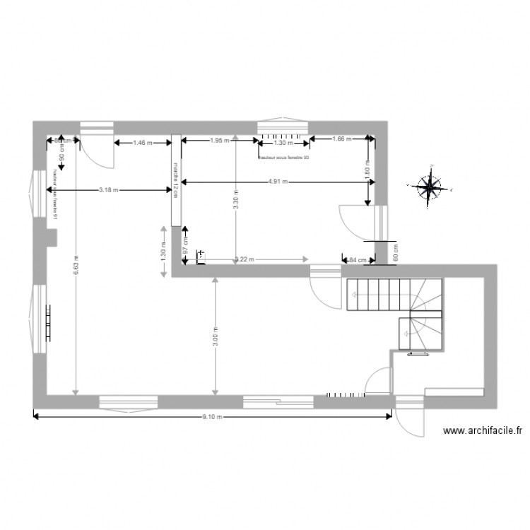 Cuisine plan coté. Plan de 0 pièce et 0 m2