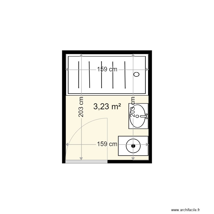 BOURIEZ M THERESE . Plan de 1 pièce et 3 m2