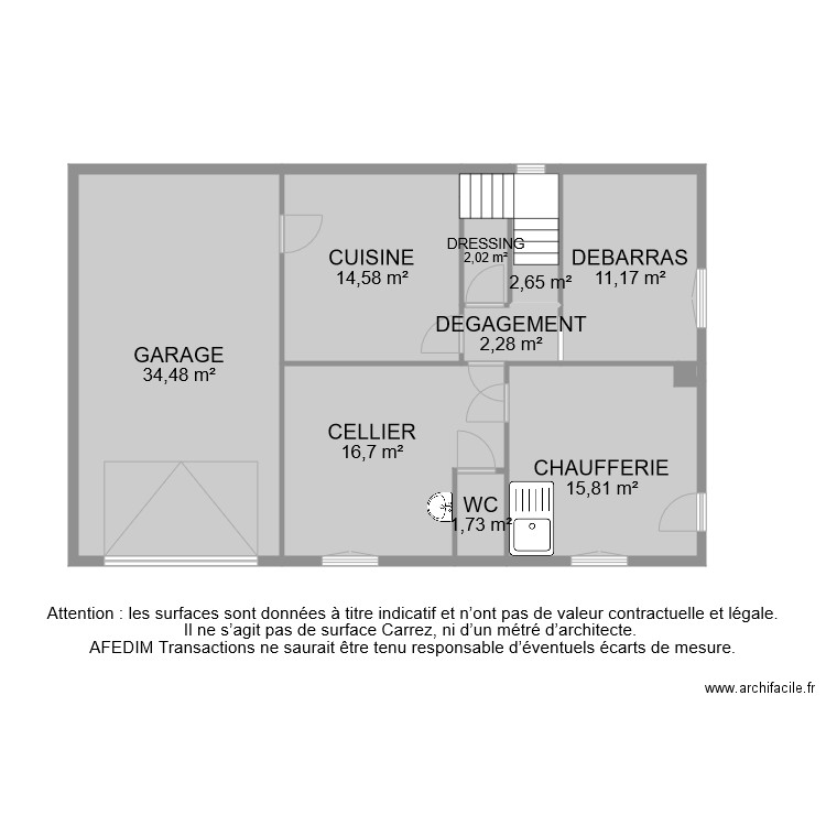 BI 8158 SOUS SOL. Plan de 11 pièces et 102 m2