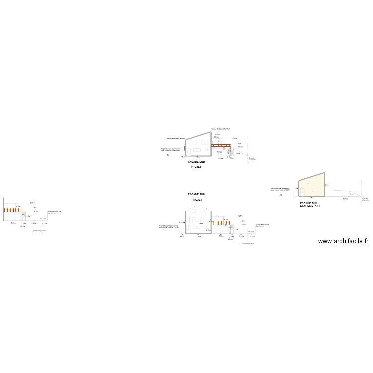 Façade sud état existant. Plan de 0 pièce et 0 m2