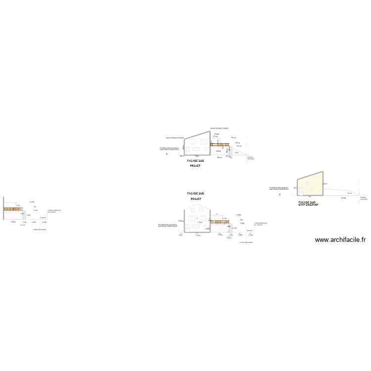 Façade sud état existant. Plan de Façade sud état existant. Plan de