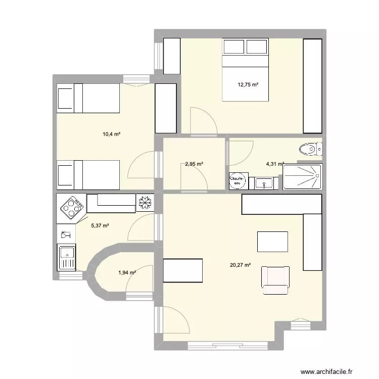 Appartement AA v2. Plan de 