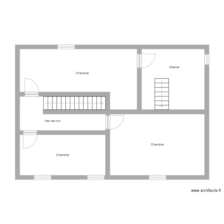 Alloux bis. Plan de 5 pièces et 71 m2