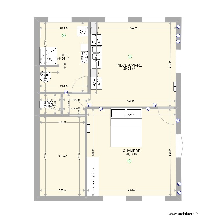 BEATRICE PLAN 3. Plan de 5 pièces et 60 m2