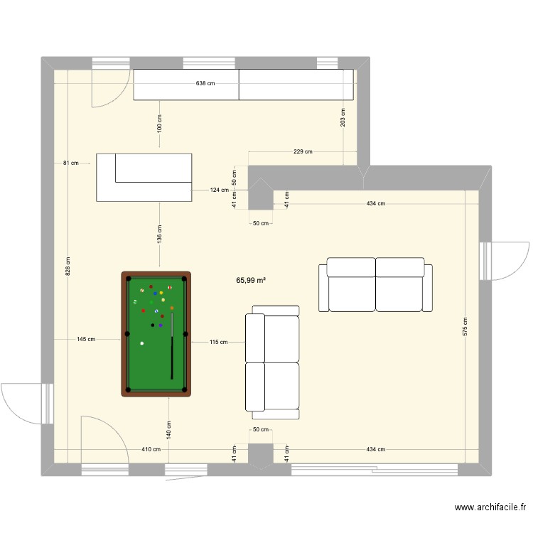 grand salon salle à manger cuisine 1. Plan de 0 pièce et 0 m2