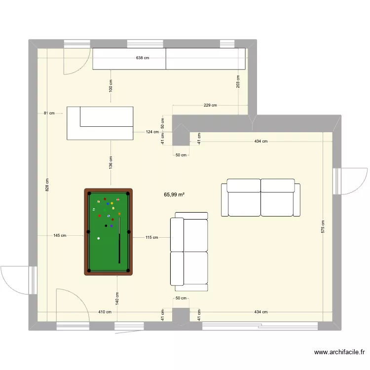 grand salon salle &agrave; manger cuisine 1. Plan de 