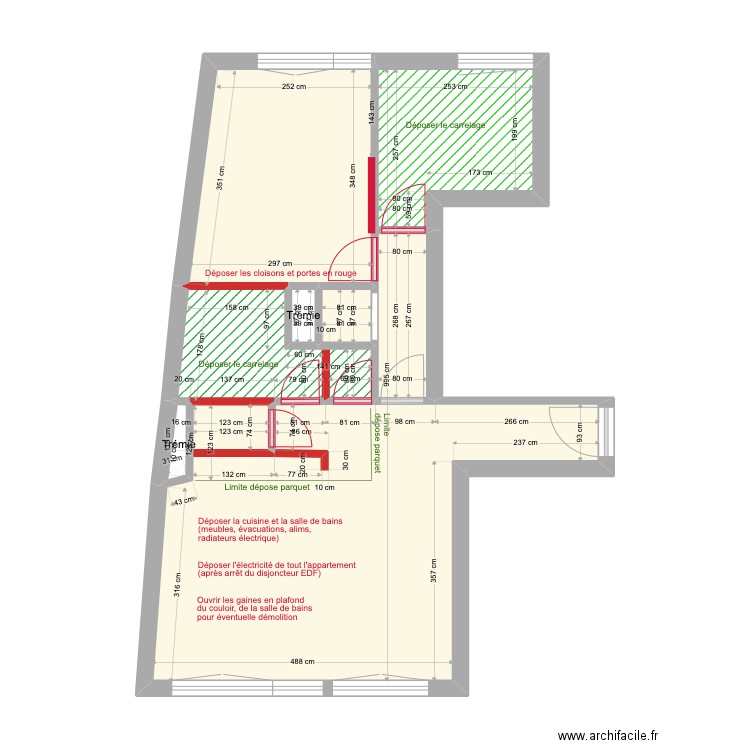 Morillons Démolition. Plan de 0 pièce et 0 m2