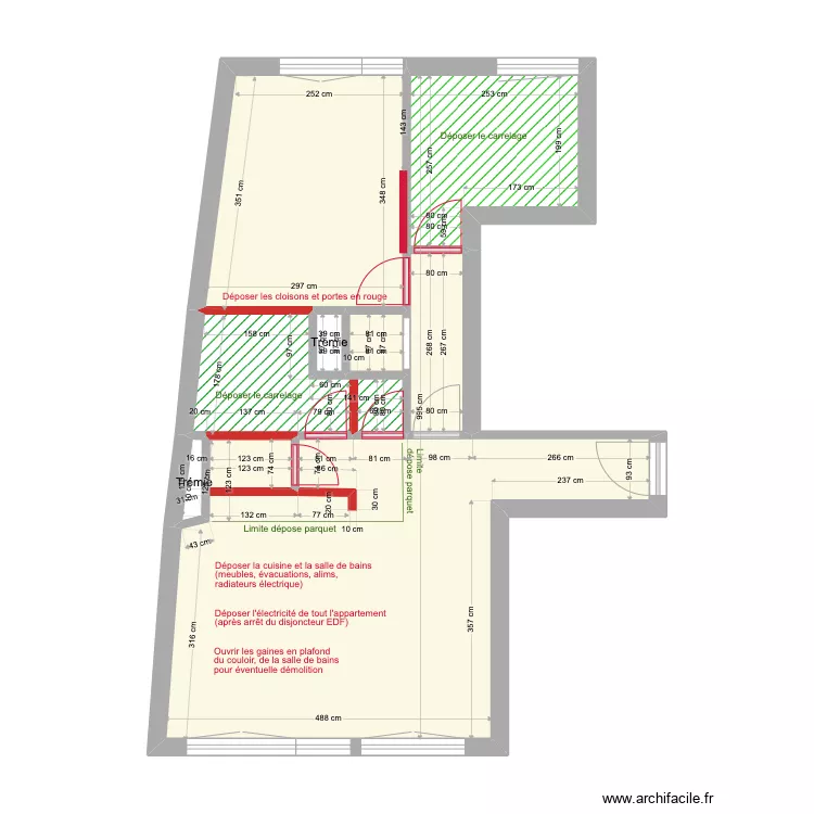 Morillons D&eacute;molition. Plan de 