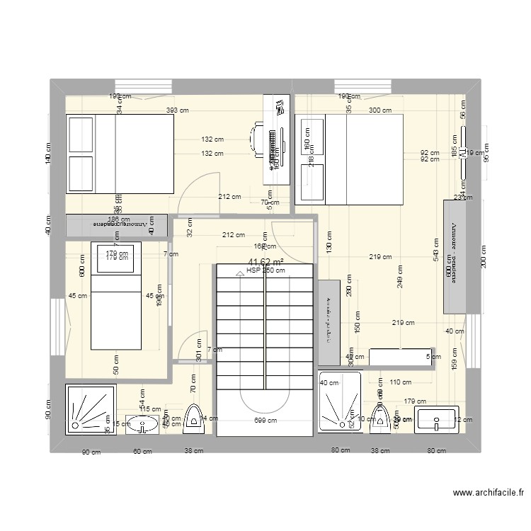 plan maison 2. Plan de 1 pièce et 42 m2
