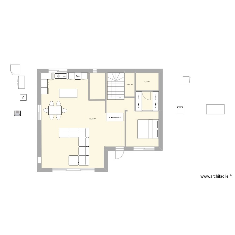 rdcvrai. Plan de 3 pièces et 88 m2