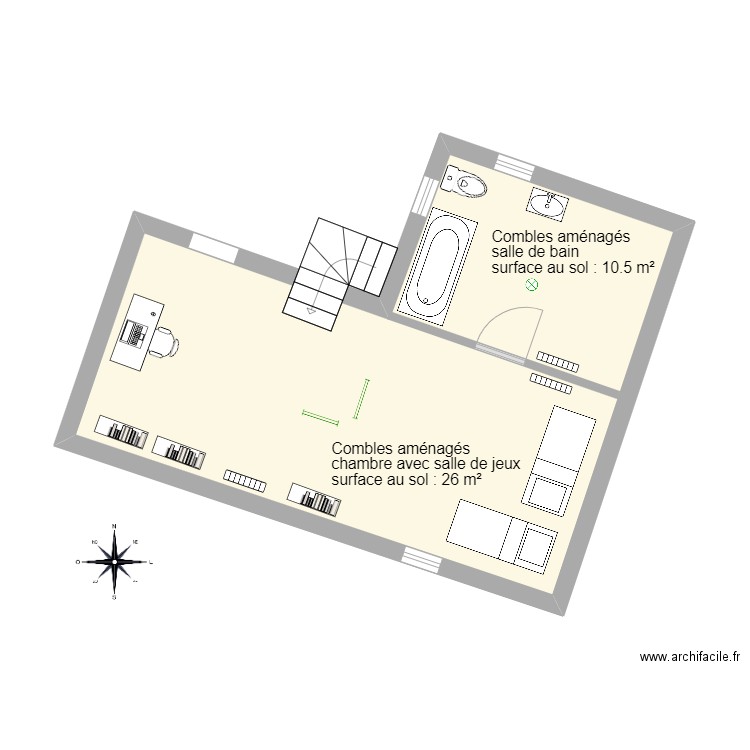 Combles aménagés Adèle B. Plan de 0 pièce et 0 m2