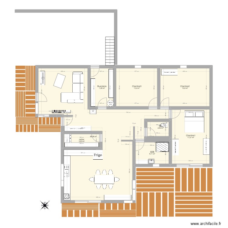 Plain pied. Plan de 0 pièce et 0 m2