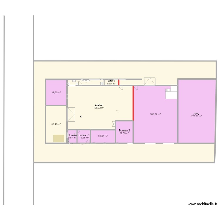 Hangar version 4. Plan de 12 pièces et 1315 m2