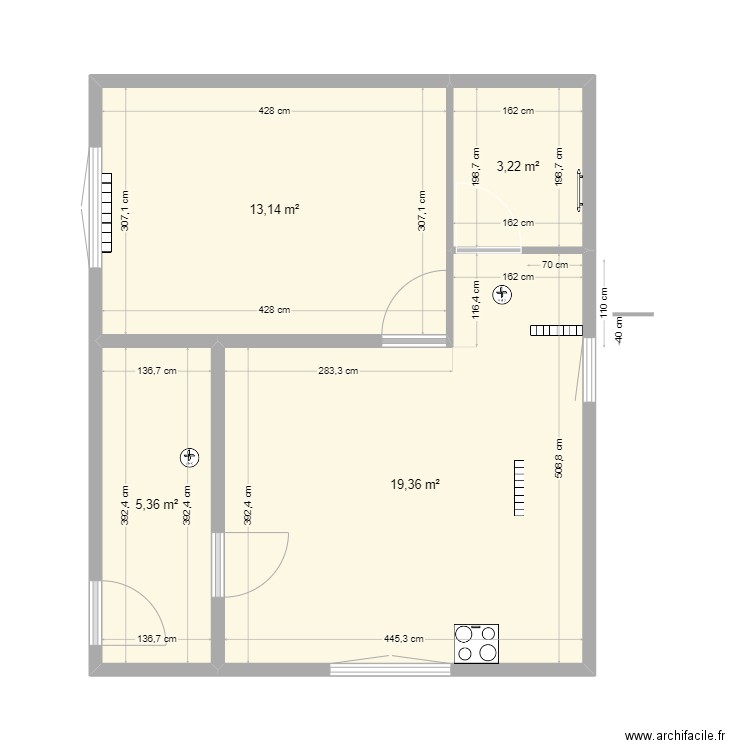 Plan PM. Plan de 4 pièces et 41 m2