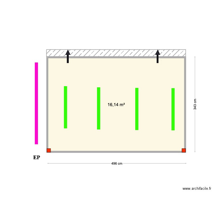 Eric Simonin. Plan de 1 pièce et 16 m2