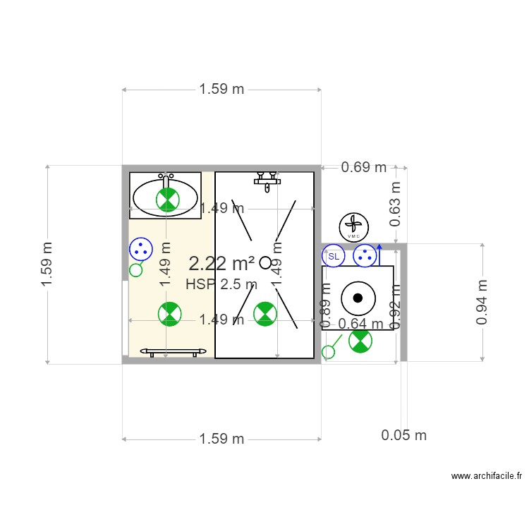 Salle de bain Correntin. Plan de 0 pièce et 0 m2