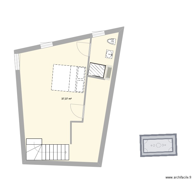 Electricité. Plan de 1 pièce et 37 m2