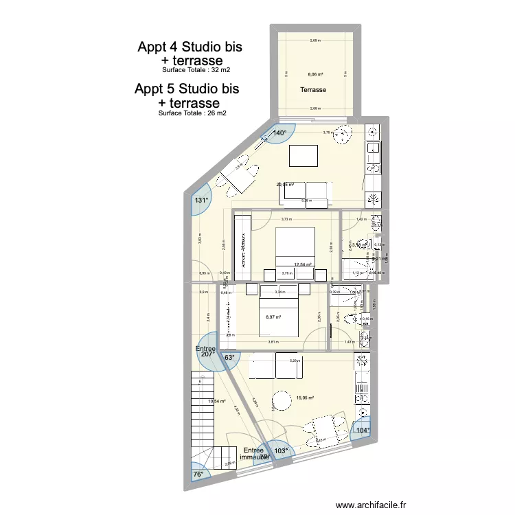 Appt 1 Studio Bis RDC. Plan de 