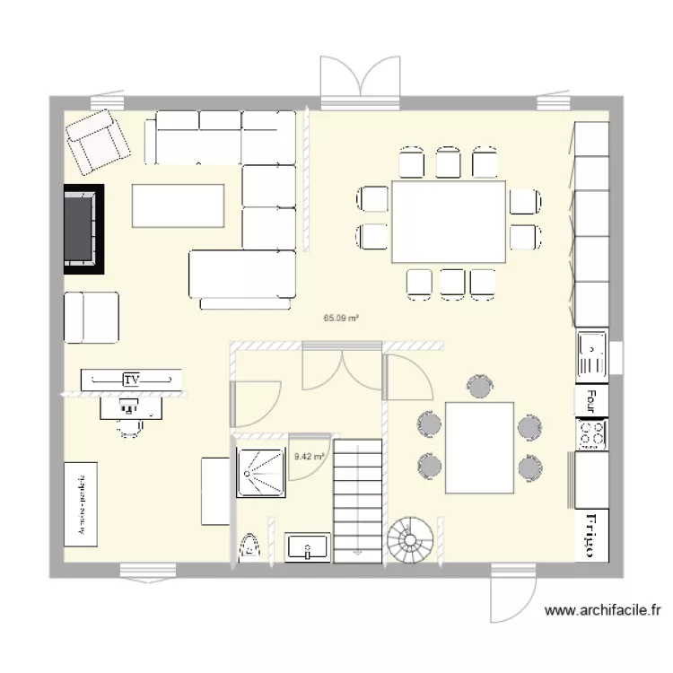 RDC Maison La Baule apr&egrave;s modification version bureau. Plan de 